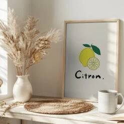 Modern French Fruits Collection "Lemon / Citron" - Stretched Canvas, Poster Or Fine Art Print(Modern French Fruits Collection Quot Lemon Citron Quot Stretched Canvas Poster Or Fine Art Print) -Heart Wall Art Store pictufy interior bright scandi tea cup ratio 2x3 2873022