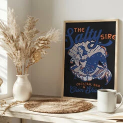 Salty Siren Cocktail Bar & Clam Shack Mermaid - Stretched Canvas, Poster Or Fine Art Print(Salty Siren Cocktail Bar Amp Clam Shack Mermaid Stretched Canvas Poster Or Fine Art Print) -Heart Wall Art Store pictufy interior bright scandi tea cup ratio 2x3 2884785