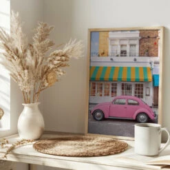 Pink Ride - Stretched Canvas, Poster Or Fine Art Print(Pink Ride Stretched Canvas Poster Or Fine Art Print) -Heart Wall Art Store pictufy interior bright scandi tea cup ratio 2x3 2890599