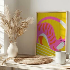 Snoozing Whiskers, Bright Adorable Cat - Stretched Canvas, Poster Or Fine Art Print(Snoozing Whiskers Bright Adorable Cat Stretched Canvas Poster Or Fine Art Print) -Heart Wall Art Store pictufy interior bright scandi tea cup ratio 2x3 2935132