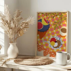 Blooms And Brunch - Stretched Canvas, Poster Or Fine Art Print(Blooms And Brunch Stretched Canvas Poster Or Fine Art Print) -Heart Wall Art Store pictufy interior bright scandi tea cup ratio 2x3 2936480