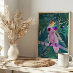 Jungle Rainbow Cockatoo - Stretched Canvas, Poster Or Fine Art Print(Jungle Rainbow Cockatoo Stretched Canvas Poster Or Fine Art Print) -Heart Wall Art Store pictufy interior bright scandi tea cup ratio 2x3 2953383