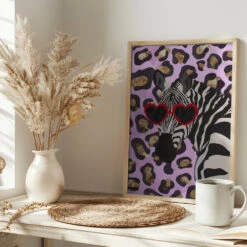 Leopard Print Zebra Pink - Stretched Canvas, Poster Or Fine Art Print(Leopard Print Zebra Pink Stretched Canvas Poster Or Fine Art Print) -Heart Wall Art Store pictufy interior bright scandi tea cup ratio 2x3 2956650