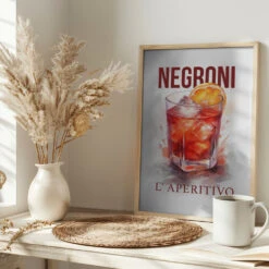 Negroni - Stretched Canvas, Poster Or Fine Art Print(Negroni Stretched Canvas Poster Or Fine Art Print) -Heart Wall Art Store pictufy interior bright scandi tea cup ratio 2x3 2983336