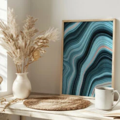 Aqua Drift - Stretched Canvas, Poster Or Fine Art Print(Aqua Drift Stretched Canvas Poster Or Fine Art Print) -Heart Wall Art Store pictufy interior bright scandi tea cup ratio 2x3 2984310