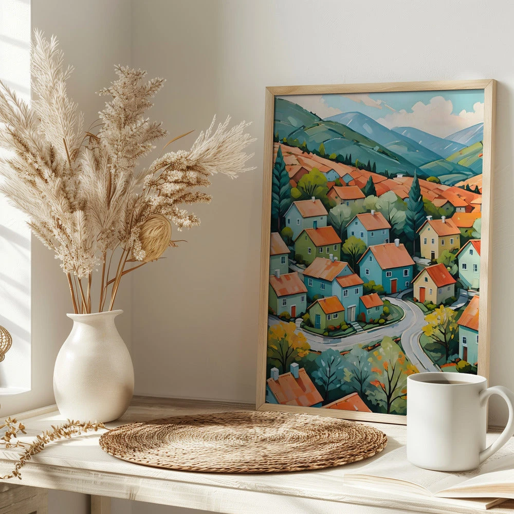 Pastel Village Dream - Stretched Canvas, Poster Or Fine Art Print(Pastel Village Dream Stretched Canvas Poster Or Fine Art Print) 5 Pastel Village Dream - Stretched Canvas, Poster Or Fine Art Print(Pastel Village Dream Stretched Canvas Poster Or Fine Art Print) - Image 5