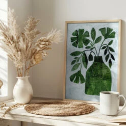 Abstract Green Floral - Stretched Canvas, Poster Or Fine Art Print(Abstract Green Floral Stretched Canvas Poster Or Fine Art Print 1) -Heart Wall Art Store pictufy interior bright scandi tea cup ratio 2x3 3146557