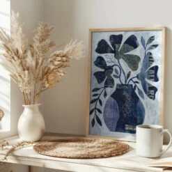 Indigo Blue Still Life - Stretched Canvas, Poster Or Fine Art Print(Indigo Blue Still Life Stretched Canvas Poster Or Fine Art Print 1) -Heart Wall Art Store pictufy interior bright scandi tea cup ratio 2x3 3146582