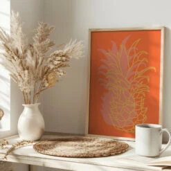 Pineapple Orange - Stretched Canvas, Poster Or Fine Art Print(Pineapple Orange Stretched Canvas Poster Or Fine Art Print) -Heart Wall Art Store pictufy interior bright scandi tea cup ratio 2x3 3183550