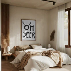 Oh Deer - Stretched Canvas, Poster Or Fine Art Print(Oh Deer Stretched Canvas Poster Or Fine Art Print) -Heart Wall Art Store pictufy interior brown bedroom ratio 5x7 2371620