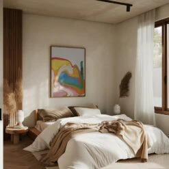 Organic Bauhaus Waved - Stretched Canvas, Poster Or Fine Art Print(Organic Bauhaus Waved Stretched Canvas Poster Or Fine Art Print) -Heart Wall Art Store pictufy interior brown bedroom ratio 5x7 2500876