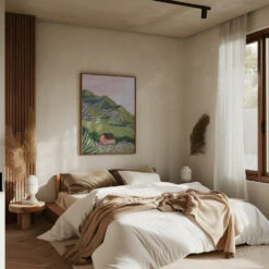 Mountain House By Sarah Gesek- Stretched Canvas, Poster Or Fine Art Print(Mountain House Stretched Canvas Poster Or Fine Art Print) -Heart Wall Art Store pictufy interior brown bedroom ratio 5x7 2536256