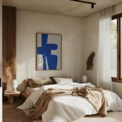 Blue Harmony Shape - Stretched Canvas, Poster Or Fine Art Print(Blue Harmony Shape Stretched Canvas Poster Or Fine Art Print) -Heart Wall Art Store pictufy interior brown bedroom ratio 5x7 2551457