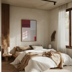 Crimson Hues Harmony - Stretched Canvas, Poster Or Fine Art Print(Crimson Hues Harmony Stretched Canvas Poster Or Fine Art Print) -Heart Wall Art Store pictufy interior brown bedroom ratio 5x7 2552171