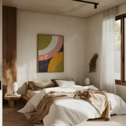 Geo Shapes Fall 21 Rounded - Stretched Canvas, Poster Or Fine Art Print(Geo Shapes Fall 21 Rounded Stretched Canvas Poster Or Fine Art Print) -Heart Wall Art Store pictufy interior brown bedroom ratio 5x7 2552956