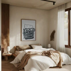 Painted Lines Swazz 3 Kopie - Stretched Canvas, Poster Or Fine Art Print(Painted Lines Swazz 3 Kopie Stretched Canvas Poster Or Fine Art Print) -Heart Wall Art Store pictufy interior brown bedroom ratio 5x7 2553058