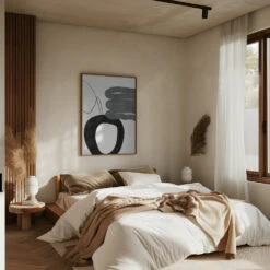 Painted Lines Swazz Kopie - Stretched Canvas, Poster Or Fine Art Print(Painted Lines Swazz Kopie Stretched Canvas Poster Or Fine Art Print) -Heart Wall Art Store pictufy interior brown bedroom ratio 5x7 2553059