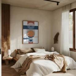 Geometric Shapes With Circles And Rectangles - Stretched Canvas, Poster Or Fine Art Print(Geometric Shapes With Circles And Rectangles Stretched Canvas Poster Or Fine Art Print) -Heart Wall Art Store pictufy interior brown bedroom ratio 5x7 2553262