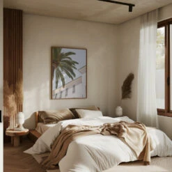 Tropical Menton - Stretched Canvas, Poster Or Fine Art Print(Tropical Menton Stretched Canvas Poster Or Fine Art Print) -Heart Wall Art Store pictufy interior brown bedroom ratio 5x7 2711085