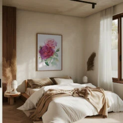 Rose June - Stretched Canvas, Poster Or Fine Art Print(Rose June Stretched Canvas Poster Or Fine Art Print) -Heart Wall Art Store pictufy interior brown bedroom ratio 5x7 2737538