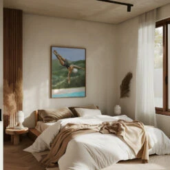 Diver Above River - Stretched Canvas, Poster Or Fine Art Print(Diver Above River Stretched Canvas Poster Or Fine Art Print) -Heart Wall Art Store pictufy interior brown bedroom ratio 5x7 2912052