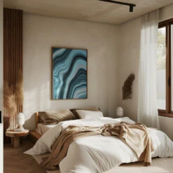 Aqua Drift - Stretched Canvas, Poster Or Fine Art Print(Aqua Drift Stretched Canvas Poster Or Fine Art Print) -Heart Wall Art Store pictufy interior brown bedroom ratio 5x7 2984310
