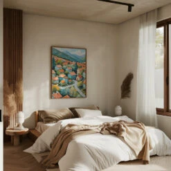 Pastel Village Dream - Stretched Canvas, Poster Or Fine Art Print(Pastel Village Dream Stretched Canvas Poster Or Fine Art Print) 19 Pastel Village Dream - Stretched Canvas, Poster Or Fine Art Print(Pastel Village Dream Stretched Canvas Poster Or Fine Art Print) -Heart Wall Art Store pictufy interior brown bedroom ratio 5x7 3101133