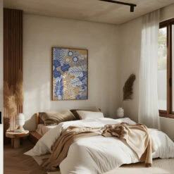 Modern BotanicalMustard & Cornflower - Stretched Canvas, Poster Or Fine Art Print(Modern Botanical Mustard Amp Cornflower Stretched Canvas Poster Or Fine Art Print) -Heart Wall Art Store pictufy interior brown bedroom ratio 5x7 3164755