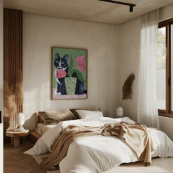 Barry With Pink Tulips And Pattern - Stretched Canvas, Poster Or Fine Art Print(Barry With Pink Tulips And Pattern Stretched Canvas Poster Or Fine Art Print) -Heart Wall Art Store pictufy interior brown bedroom ratio 5x7 3167119