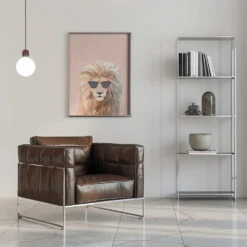Cool Cat Lion - Stretched Canvas, Poster Or Fine Art Print(Cool Cat Lion Stretched Canvas Poster Or Fine Art Print) -Heart Wall Art Store pictufy interior chrome armchair ratio 5x7 2410023