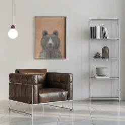 Cool Bear Portrait - Stretched Canvas, Poster Or Fine Art Print(Cool Bear Portrait Stretched Canvas Poster Or Fine Art Print) -Heart Wall Art Store pictufy interior chrome armchair ratio 5x7 2425740