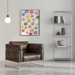 Rainbow Daisies - Stretched Canvas, Poster Or Fine Art Print(Rainbow Daisies Stretched Canvas Poster Or Fine Art Print) -Heart Wall Art Store pictufy interior chrome armchair ratio 5x7 2451053