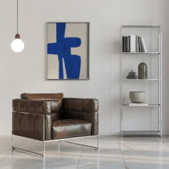 Blue Harmony Shape - Stretched Canvas, Poster Or Fine Art Print(Blue Harmony Shape Stretched Canvas Poster Or Fine Art Print) -Heart Wall Art Store pictufy interior chrome armchair ratio 5x7 2551457