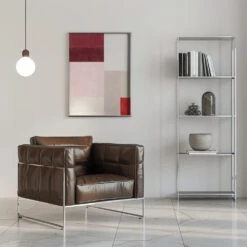 Crimson Hues Harmony - Stretched Canvas, Poster Or Fine Art Print(Crimson Hues Harmony Stretched Canvas Poster Or Fine Art Print) -Heart Wall Art Store pictufy interior chrome armchair ratio 5x7 2552171