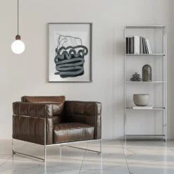 Painted Lines Swazz 3 Kopie - Stretched Canvas, Poster Or Fine Art Print(Painted Lines Swazz 3 Kopie Stretched Canvas Poster Or Fine Art Print) -Heart Wall Art Store pictufy interior chrome armchair ratio 5x7 2553058