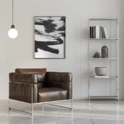 B+W Strokes 5 - Stretched Canvas, Poster Or Fine Art Print(B W Strokes 5 Stretched Canvas Poster Or Fine Art Print) -Heart Wall Art Store pictufy interior chrome armchair ratio 5x7 2860821