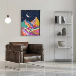 Chromatic Peaks - Stretched Canvas, Poster Or Fine Art Print(Chromatic Peaks Stretched Canvas Poster Or Fine Art Print) -Heart Wall Art Store pictufy interior chrome armchair ratio 5x7 2935169