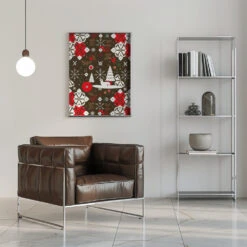 Snowy Festivities Pattern - Stretched Canvas, Poster Or Fine Art Print(Snowy Festivities Pattern Stretched Canvas Poster Or Fine Art Print) -Heart Wall Art Store pictufy interior chrome armchair ratio 5x7 2980788