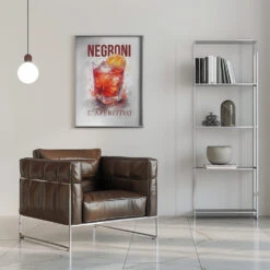 Negroni - Stretched Canvas, Poster Or Fine Art Print(Negroni Stretched Canvas Poster Or Fine Art Print) -Heart Wall Art Store pictufy interior chrome armchair ratio 5x7 2983336