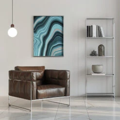 Aqua Drift - Stretched Canvas, Poster Or Fine Art Print(Aqua Drift Stretched Canvas Poster Or Fine Art Print) -Heart Wall Art Store pictufy interior chrome armchair ratio 5x7 2984310