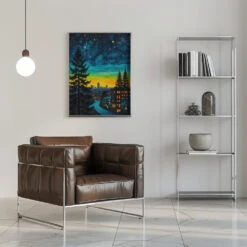 Urban Twilight Glow - Stretched Canvas, Poster Or Fine Art Print(Urban Twilight Glow Stretched Canvas Poster Or Fine Art Print) -Heart Wall Art Store pictufy interior chrome armchair ratio 5x7 3089093