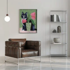 Barry With Pink Tulips And Pattern - Stretched Canvas, Poster Or Fine Art Print(Barry With Pink Tulips And Pattern Stretched Canvas Poster Or Fine Art Print) -Heart Wall Art Store pictufy interior chrome armchair ratio 5x7 3167119