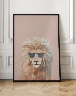 Cool Cat Lion - Stretched Canvas, Poster Or Fine Art Print(Cool Cat Lion Stretched Canvas Poster Or Fine Art Print) -Heart Wall Art Store pictufy interior floor ratio 2x3 2410023