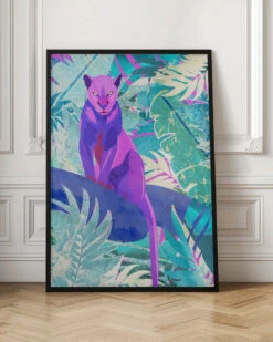 Pink Panther In The Neon Jungle - Stretched Canvas, Poster Or Fine Art Print(Pink Panther In The Neon Jungle Stretched Canvas Poster Or Fine Art Print) -Heart Wall Art Store pictufy interior floor ratio 2x3 2425723