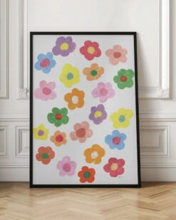 Rainbow Daisies - Stretched Canvas, Poster Or Fine Art Print(Rainbow Daisies Stretched Canvas Poster Or Fine Art Print) -Heart Wall Art Store pictufy interior floor ratio 2x3 2451053