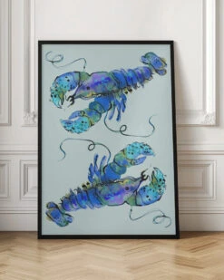 Lobsters On Azure - Stretched Canvas, Poster Or Fine Art Print(Lobsters On Azure Stretched Canvas Poster Or Fine Art Print) -Heart Wall Art Store pictufy interior floor ratio 2x3 2465099