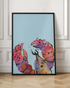 Lobster On Blue - Stretched Canvas, Poster Or Fine Art Print(Lobster On Blue Stretched Canvas Poster Or Fine Art Print) -Heart Wall Art Store pictufy interior floor ratio 2x3 2465107