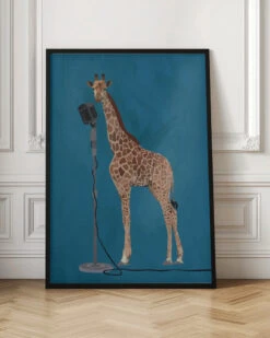 Giraffe Microphone Pink 2 01 - Stretched Canvas, Poster Or Fine Art Print(Giraffe Microphone Pink 2 01 Stretched Canvas Poster Or Fine Art Print) -Heart Wall Art Store pictufy interior floor ratio 2x3 2508548