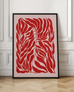 Red Leaf Harmony - Stretched Canvas, Poster Or Fine Art Print(Red Leaf Harmony Stretched Canvas Poster Or Fine Art Print) -Heart Wall Art Store pictufy interior floor ratio 2x3 2552168