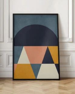 Rainbow Plus ShapesBlue Mustard4 - Stretched Canvas, Poster Or Fine Art Print(Rainbow Plus Shapes Blue Mustard4 Stretched Canvas Poster Or Fine Art Print) -Heart Wall Art Store pictufy interior floor ratio 2x3 2553034